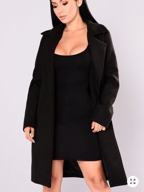 Fashion Nova Black Upper East Side Coat Large